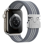 xDfind 降落傘扣三條紋編織尼龍錶帶，適用於Apple Watch 42 / 44 / 45 / 46 / 49mm，適用於Apple Watch 38 / 40 / 41 / S10 42mm