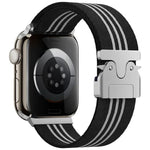 xDfind 降落傘扣三條紋編織尼龍錶帶，適用於Apple Watch 42 / 44 / 45 / 46 / 49mm，適用於Apple Watch 38 / 40 / 41 / S10 42mm