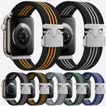 xDfind 降落傘扣三條紋編織尼龍錶帶，適用於Apple Watch 42 / 44 / 45 / 46 / 49mm，適用於Apple Watch 38 / 40 / 41 / S10 42mm