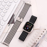 xDfind 降落傘扣三條紋編織尼龍錶帶，適用於Apple Watch 42 / 44 / 45 / 46 / 49mm，適用於Apple Watch 38 / 40 / 41 / S10 42mm