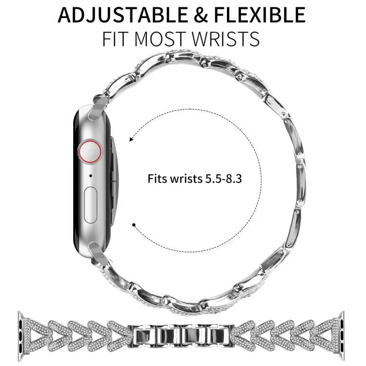 xDfind 小型扭紋鑽石金屬錶帶，適用於Apple Watch 38 / 40 / 41 / S10 42mm 20mm