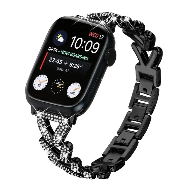 xDfind 小型扭紋鑽石金屬錶帶，適用於Apple Watch 38 / 40 / 41 / S10 42mm 20mm