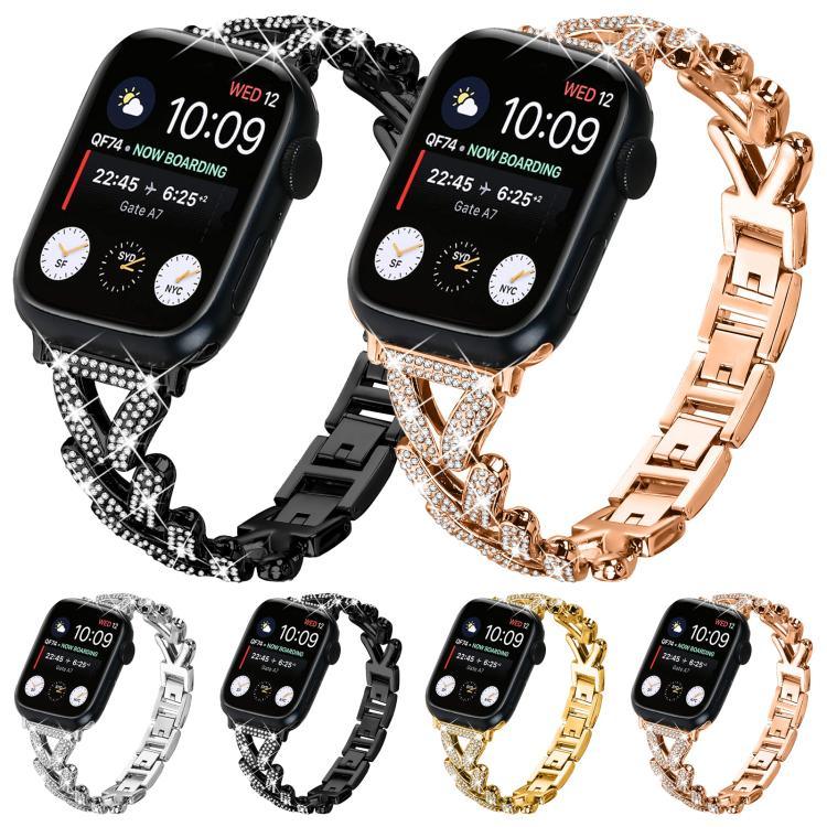 xDfind 小型扭紋鑽石金屬錶帶，適用於Apple Watch 38 / 40 / 41 / S10 42mm 20mm