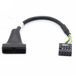 2條電腦主機板 USB3.0 轉接線，20針公對9針母，9針公對20針母