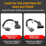 2條電腦主機板 USB3.0 轉接線，20針公對9針母，9針公對20針母