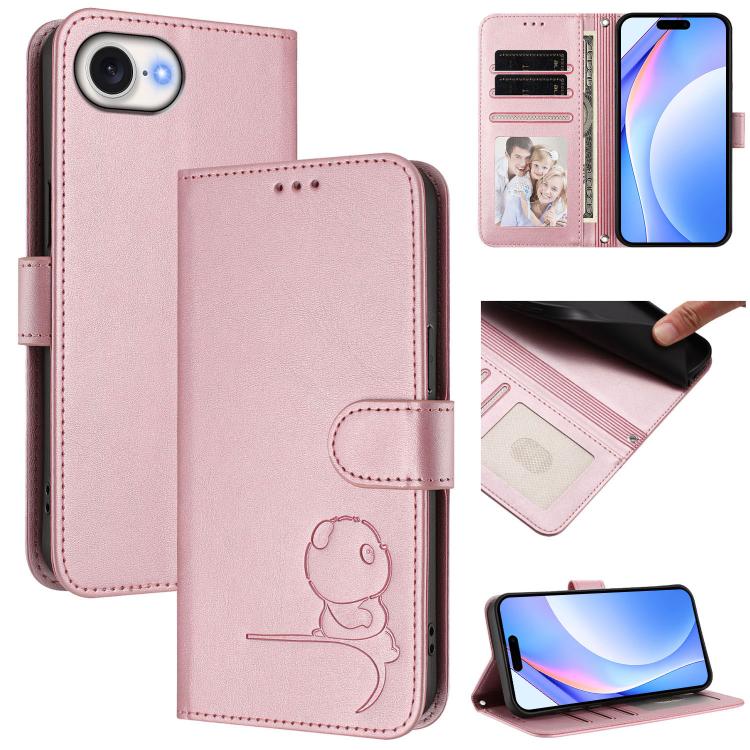 Litter Panda 壓紋 RFID 皮革手機殼附掛繩，適用於 iPhone 17e / 16e、iPhone 17 Pro Max、iPhone 17 Pro、iPhone 17、iPhone Air、iPhone 16 Pro Max、iPhone 16 Pro、iPhone 16 Plus