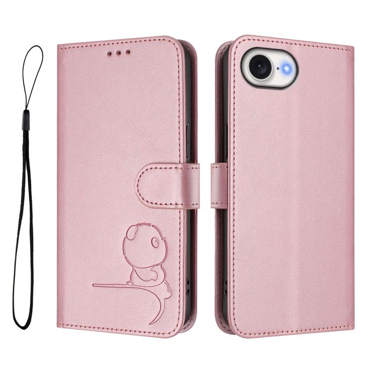 Litter Panda 壓紋 RFID 皮革手機殼附掛繩，適用於 iPhone 17e / 16e、iPhone 17 Pro Max、iPhone 17 Pro、iPhone 17、iPhone Air、iPhone 16 Pro Max、iPhone 16 Pro、iPhone 16 Plus