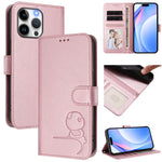 小熊貓浮雕RFID皮革手機殼附掛繩，適用於iPhone 14 Pro Max、iPhone SE 2022 / 2020 / 8 / 7、iPhone 13 Pro Max、iPhone 13 Pro、iPhone 13 mini、iPhone 12 / 12 Pro、iPhone 12 Pro Max、iPhone 12 mini