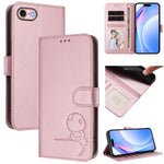 小熊貓浮雕RFID皮革手機殼附掛繩，適用於iPhone 14 Pro Max、iPhone SE 2022 / 2020 / 8 / 7、iPhone 13 Pro Max、iPhone 13 Pro、iPhone 13 mini、iPhone 12 / 12 Pro、iPhone 12 Pro Max、iPhone 12 mini