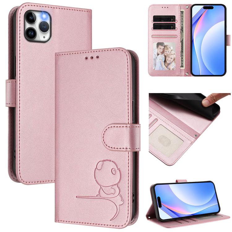 小熊貓浮雕RFID皮革手機殼附掛繩，適用於iPhone 11 Pro Max、iPhone 11、iPhone 11 Pro、iPhone X / XS、iPhone XR、iPhone XS Max、iPhone 8 Plus / 7 Plus