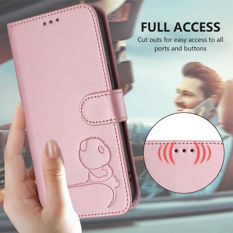 小熊貓浮雕RFID皮革手機殼附掛繩，適用於iPhone 11 Pro Max、iPhone 11、iPhone 11 Pro、iPhone X / XS、iPhone XR、iPhone XS Max、iPhone 8 Plus / 7 Plus
