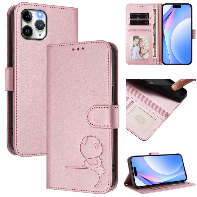 小熊貓浮雕RFID皮革手機殼附掛繩，適用於iPhone 11 Pro Max、iPhone 11、iPhone 11 Pro、iPhone X / XS、iPhone XR、iPhone XS Max、iPhone 8 Plus / 7 Plus