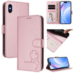 小熊貓浮雕RFID皮革手機殼附掛繩，適用於iPhone 11 Pro Max、iPhone 11、iPhone 11 Pro、iPhone X / XS、iPhone XR、iPhone XS Max、iPhone 8 Plus / 7 Plus