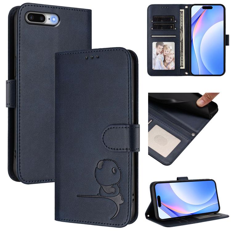 小熊貓浮雕RFID皮革手機殼附掛繩，適用於iPhone 11 Pro Max、iPhone 11、iPhone 11 Pro、iPhone X / XS、iPhone XR、iPhone XS Max、iPhone 8 Plus / 7 Plus