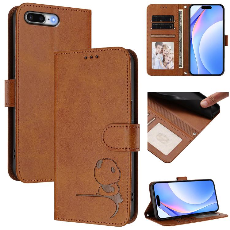 小熊貓浮雕RFID皮革手機殼附掛繩，適用於iPhone 11 Pro Max、iPhone 11、iPhone 11 Pro、iPhone X / XS、iPhone XR、iPhone XS Max、iPhone 8 Plus / 7 Plus