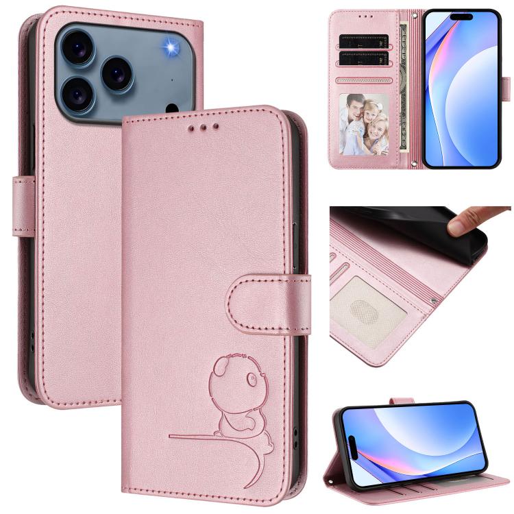 Litter Panda 壓紋 RFID 皮革手機殼附掛繩，適用於 iPhone 17e / 16e、iPhone 17 Pro Max、iPhone 17 Pro、iPhone 17、iPhone Air、iPhone 16 Pro Max、iPhone 16 Pro、iPhone 16 Plus