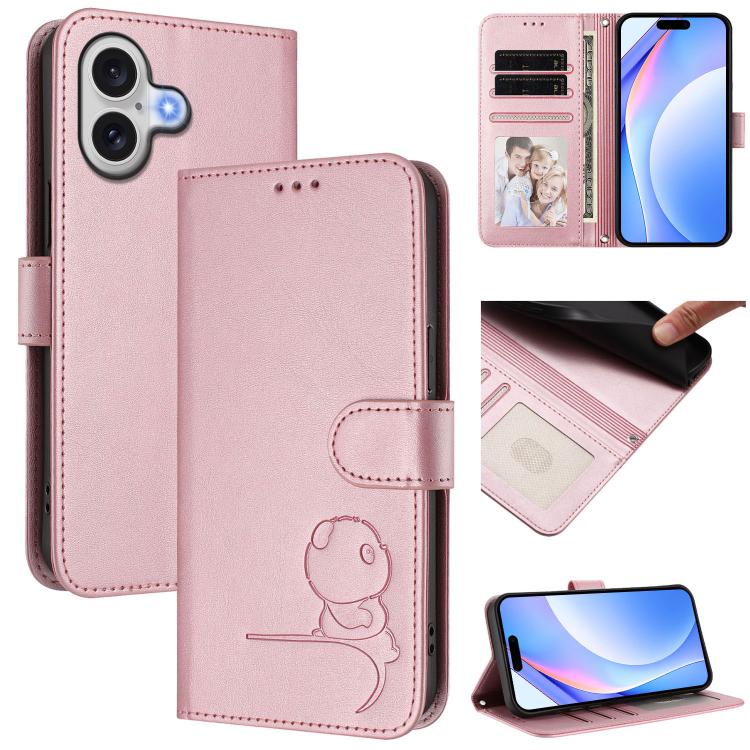 Litter Panda 壓紋 RFID 皮革手機殼附掛繩，適用於 iPhone 17e / 16e、iPhone 17 Pro Max、iPhone 17 Pro、iPhone 17、iPhone Air、iPhone 16 Pro Max、iPhone 16 Pro、iPhone 16 Plus