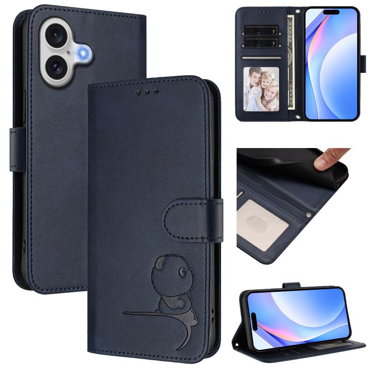 Litter Panda 壓紋 RFID 皮革手機殼附掛繩，適用於 iPhone 17e / 16e、iPhone 17 Pro Max、iPhone 17 Pro、iPhone 17、iPhone Air、iPhone 16 Pro Max、iPhone 16 Pro、iPhone 16 Plus