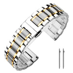 xDfind Five-bead Solid Stainless Steel Butterfly Buckle Watch Band, 14mm, 18mm, 20mm, 22mm