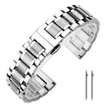 xDfind Five-bead Solid Stainless Steel Butterfly Buckle Watch Band, 14mm, 18mm, 20mm, 22mm