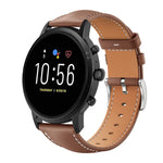 xDfind Flat Head Black Shark Fine Grain Leather Watch Band, 22mm For Fossil Gen 5 Carlyle/Julianna/Garrett