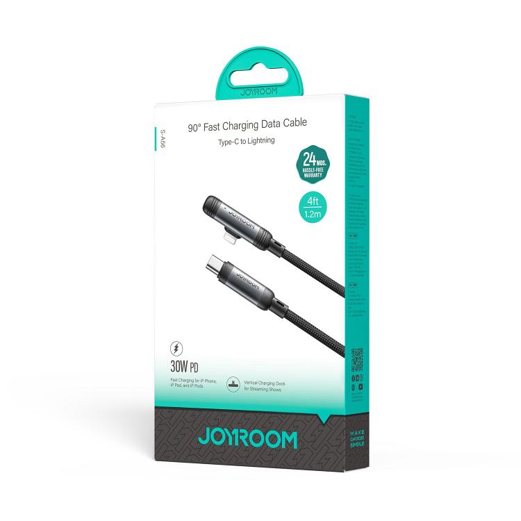 JOYROOM S-A56 EnjoyX 系列 30W Type-C 轉 8 Pin 90 度快充數據線，Type-C 轉 8 Pin