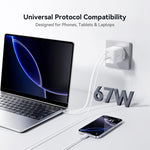 JOYROOM JR-TCL06 67W USB-C / Type-C 埠 GaN 快速充電器，附可伸縮充電線，英規插頭