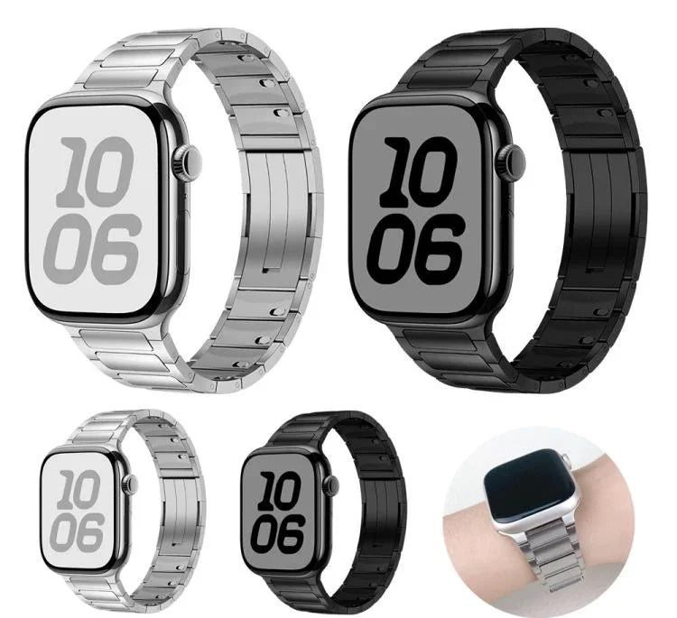 三珠側拆式扣不鏽鋼錶帶，適用於Apple Watch 46mm / 49mm / 45mm / 44mm，適用於Apple Watch 42mm / 41mm / 40mm / 38mm