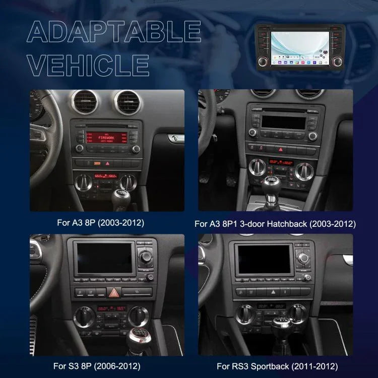 適用於奧迪A3 8P 2003-2012款 15.7吋安卓智能中控車載GPS導航MP5播放器，標準版+AHD+麥克風，標準版