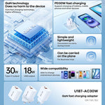 REMAX U187-AC 20W USB 和 Type-C GaN 快速充電器，歐規插頭，英規插頭