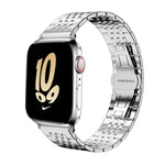 xDfind 七珠實心不鏽鋼錶帶，適用於Apple Watch 42 / 44 / 45 / 46 / 49mm 22mm，適用於Apple Watch 38 / 40 / 41 / S10 42mm 20mm