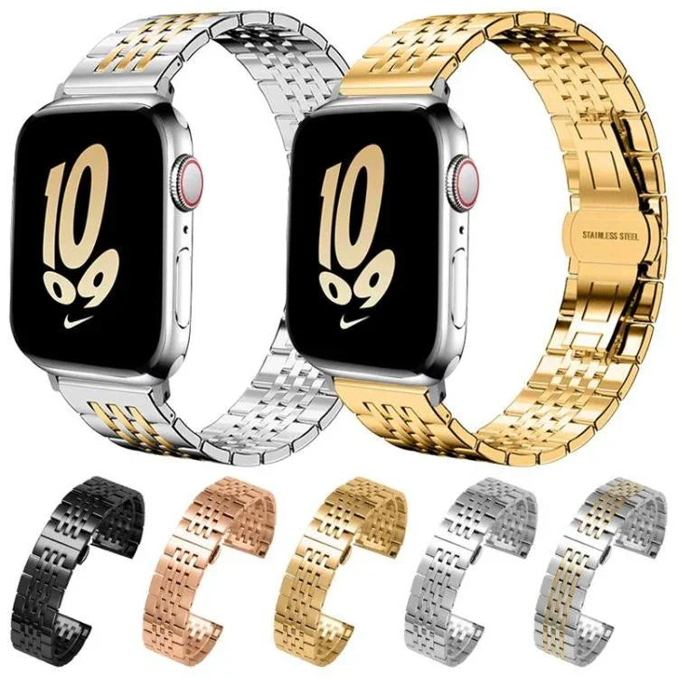 xDfind 七珠實心不鏽鋼錶帶，適用於Apple Watch 42 / 44 / 45 / 46 / 49mm 22mm，適用於Apple Watch 38 / 40 / 41 / S10 42mm 20mm