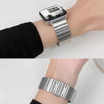 xDfind 單珠竹節實心不鏽鋼錶帶，適用於Apple Watch 42 / 44 / 45 / 46 / 49mm 22mm，適用於Apple Watch 38 / 40 / 41 / S10 42mm 20mm