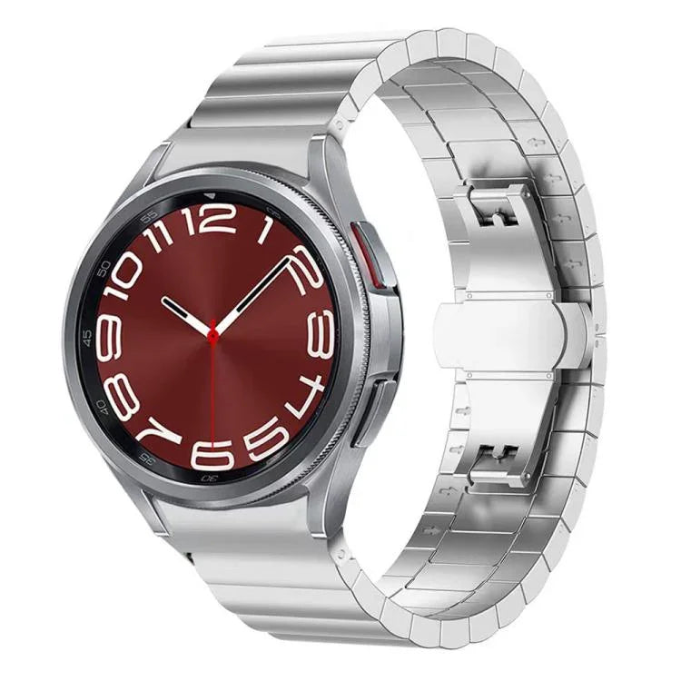 xDfind 單珠竹節純不鏽鋼錶帶，適用於 Samsung Galaxy Watch8 / Watch8 Classic 22mm，Samsung Galaxy Watch 7 / 6 / 5 / FE 20mm，Samsung Galaxy Fit3 SM-R390 18mm