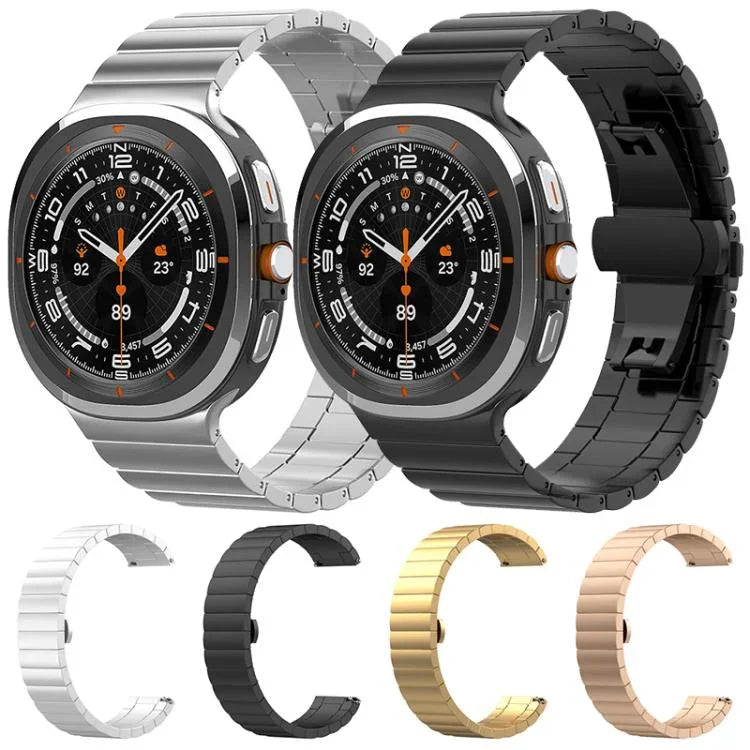 xDfind 單珠竹節純不鏽鋼錶帶，適用於 Samsung Galaxy Watch8 / Watch8 Classic 22mm，Samsung Galaxy Watch 7 / 6 / 5 / FE 20mm，Samsung Galaxy Fit3 SM-R390 18mm