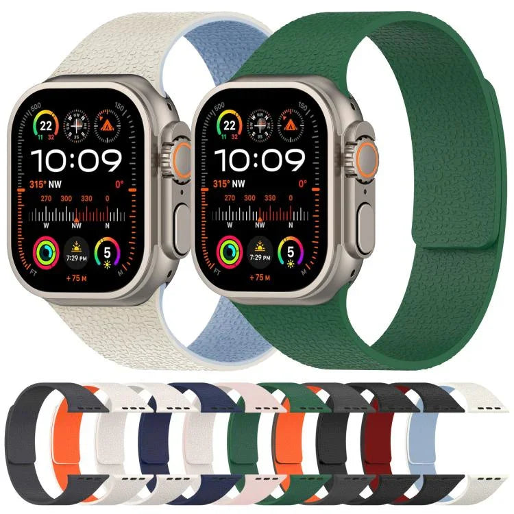 xDfind 荔枝紋磁吸矽膠錶帶，適用於Apple Watch 42 / 44 / 45 / 46 / 49mm，適用於Apple Watch 38 / 40 / 41 / S10 42mm