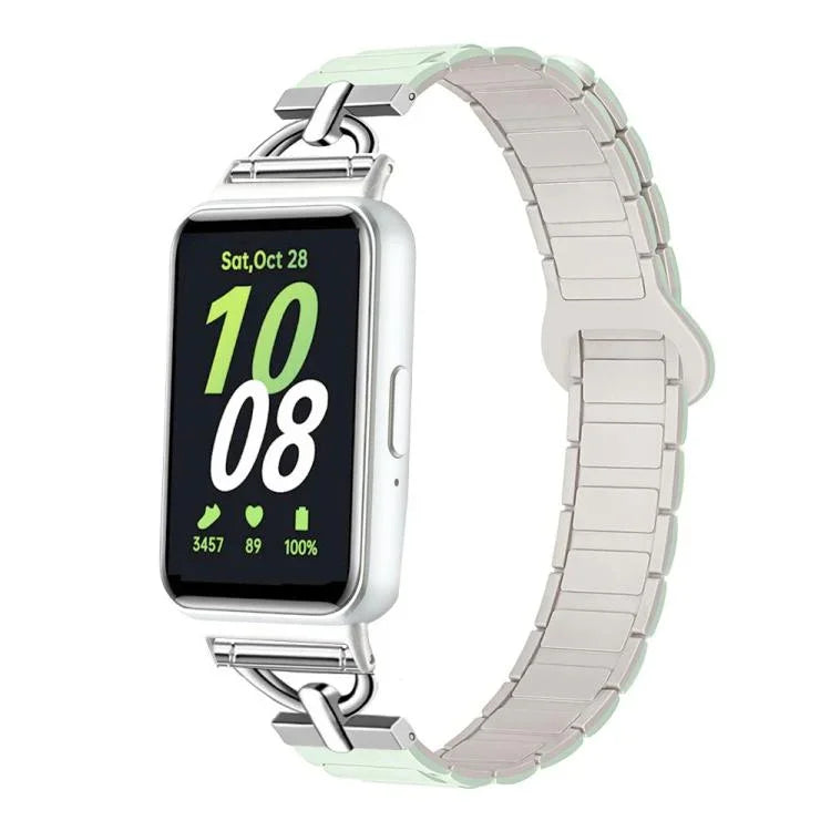 D 字形三珠磁吸矽膠錶帶，適用於 Samsung Galaxy Fit3