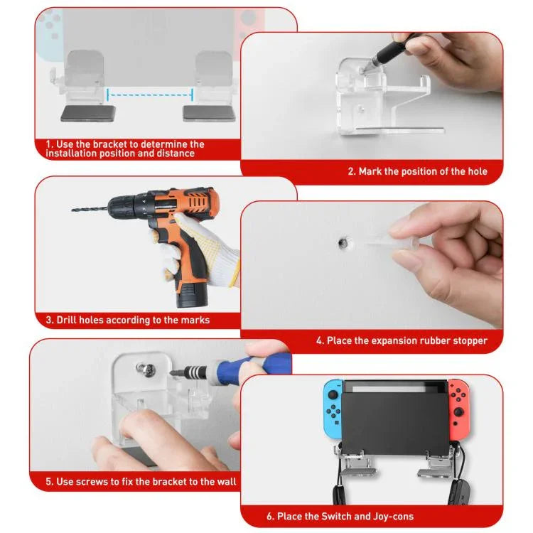 適用於任天堂 Switch 1 / 2 壓克力牆面分隔對稱收納架