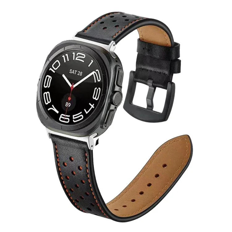 打孔復古皮革錶帶，適用於 Samsung Galaxy Watch Ultra 47mm / Ultra 2025