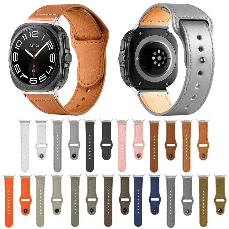 鉚釘反扣皮革錶帶，適用於 Samsung Galaxy Watch Ultra 47mm / Ultra 2025