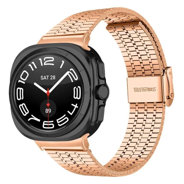 七珠扣環不鏽鋼錶帶，適用於 Samsung Galaxy Watch Ultra 47mm / Ultra 2025