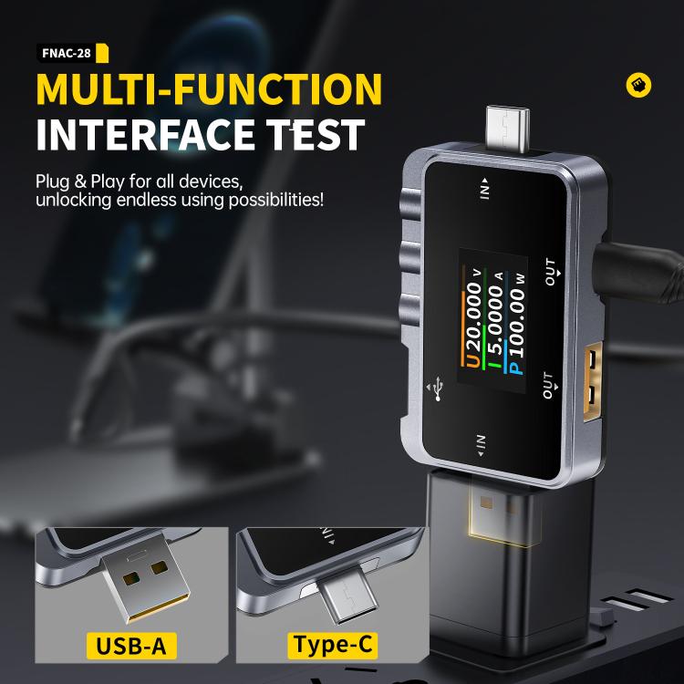 Fnirsi FNAC-28 多功能 Type-C 與 USB 專業級波紋監測測試儀，FNAC-28