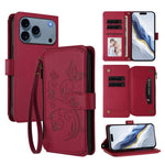 蝴蝶愛花多卡拉鍊錢包皮革手機殼，適用於 iPhone 17e / 16e、iPhone 17 Pro Max、iPhone 17 Pro、iPhone 17、iPhone Air、iPhone 16 Pro Max