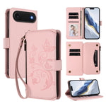 蝴蝶愛花多卡拉鍊錢包皮革手機殼，適用於 iPhone 17e / 16e、iPhone 17 Pro Max、iPhone 17 Pro、iPhone 17、iPhone Air、iPhone 16 Pro Max