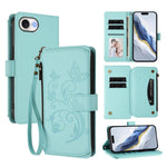 蝴蝶愛花多卡拉鍊錢包皮革手機殼，適用於 iPhone 17e / 16e、iPhone 17 Pro Max、iPhone 17 Pro、iPhone 17、iPhone Air、iPhone 16 Pro Max