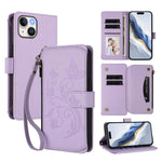 蝴蝶愛心花多卡拉鍊錢包皮革手機殼，適用於 iPhone 15、iPhone 14 Plus、iPhone 14 / 13、iPhone 14 Pro、iPhone 14 Pro Max、iPhone 7 / 8 / SE 2022