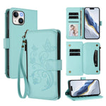 蝴蝶愛心花多卡拉鍊錢包皮革手機殼，適用於 iPhone 15、iPhone 14 Plus、iPhone 14 / 13、iPhone 14 Pro、iPhone 14 Pro Max、iPhone 7 / 8 / SE 2022