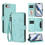 蝴蝶愛心花多卡拉鍊錢包皮革手機殼，適用於 iPhone 15、iPhone 14 Plus、iPhone 14 / 13、iPhone 14 Pro、iPhone 14 Pro Max、iPhone 7 / 8 / SE 2022