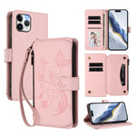 蝴蝶愛花多卡拉鍊錢包皮革手機殼，適用於 iPhone 11 Pro Max，適用於 iPhone 11，適用於 iPhone 11 Pro，適用於 iPhone X / XS，適用於 iPhone XR，適用於 iPhone XS Max