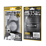 WK WDC-99 Kingkong Ruike 系列 35W USB-C / Type-C 轉 8 Pin 編織充電數據線，長度：1m，Type-C 轉 8 Pin